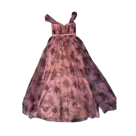 Marchesa Notte (Bridesmaid) Blush Floral Tulle Gown - Picture 7 of 13